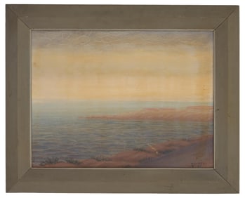 Claudius Chanel (French, 1905-2003), "Coastal Seascape," 1941, H.- 19 5/8 in., W.- 25 1/2 in.,