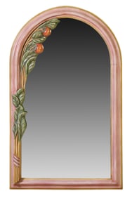 French Art Nouveau Polychromed Mirror, early 20th c., H.- 42 1/4 in., W.- 25 1/4 in.