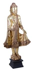 Large Standing Buddha, 20th c., H.- 41 in., W.- 18 in., D.- 7 1/2 in.