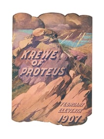 Mardi Gras Ball Invitation, Krewe of Proteus, 1907, Closed- H.- 7 1/2 in., W.- 5 5/16 in.; Open- H.-