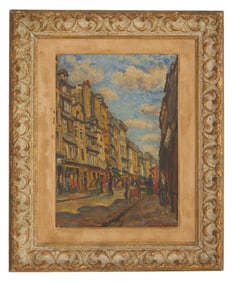 Joseph Constant (Israeli/France, 1892-1970), "Street Scene, Rue d' Estamanville [sic?]," H.- 13 1/4