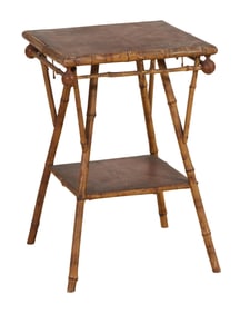 Antique English Bamboo Side Table, mid 19th c., H.- 28 1/2 in., W.- 19 in., D.- 19 in.