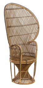 Vintage Rattan Peacock Chair, 20th c., H.- 59 in., W.- 40 in., D.- 24 in.
