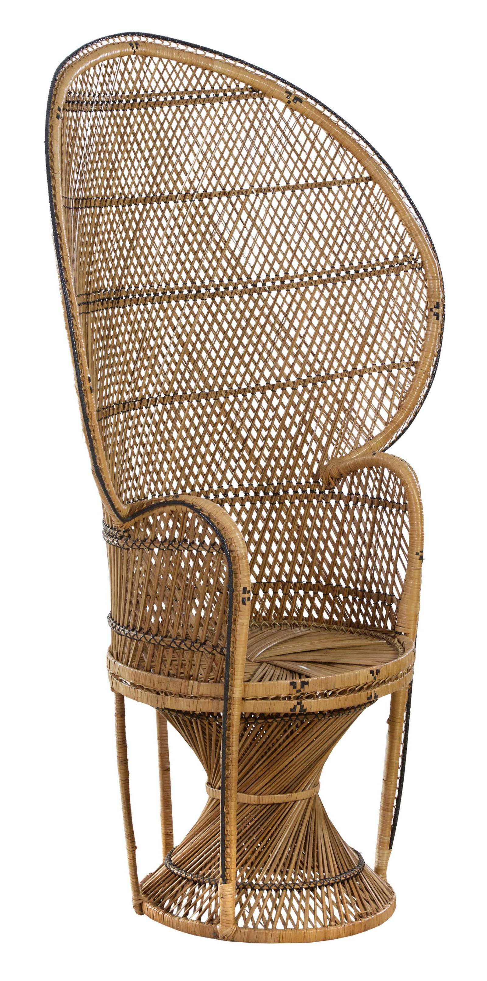 Vintage Rattan Peacock Chair, 20th c., H.- 59 in., W.- 40 in., D.- 24 in. (1 of 1)