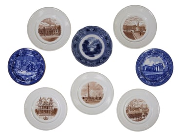 Group of Eight Wedgwood Plates, 20th c., Old London Views- Dia.- 10 1/2 in.; California- Dia.- 9 3/4