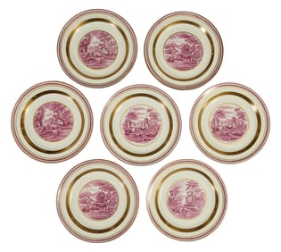 Seven Wedgwood Etruria Luncheon Plates, 20th c., Each- H.- 3/4 in., Dia.- 9 1/4 in. (7 Pcs.)