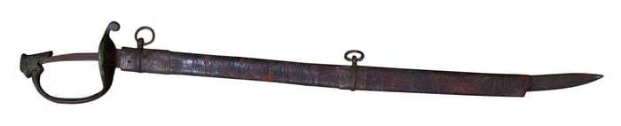 Confederate Field Officer's Sword and Leather Sheath, 19th c., H.- 5 1/2 in., W.- 35 in., D.- 3 in.