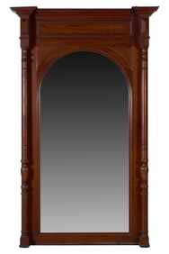 French Henri II Style Walnut Overmantel Mirror, late 19th c., H.- 72 in., W.- 45 in.