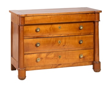 French Empire Cherry Commode, early 19th c., H.- 34 1/2 in., W.- 47 1/4 in., D.- 23 2/4 in.