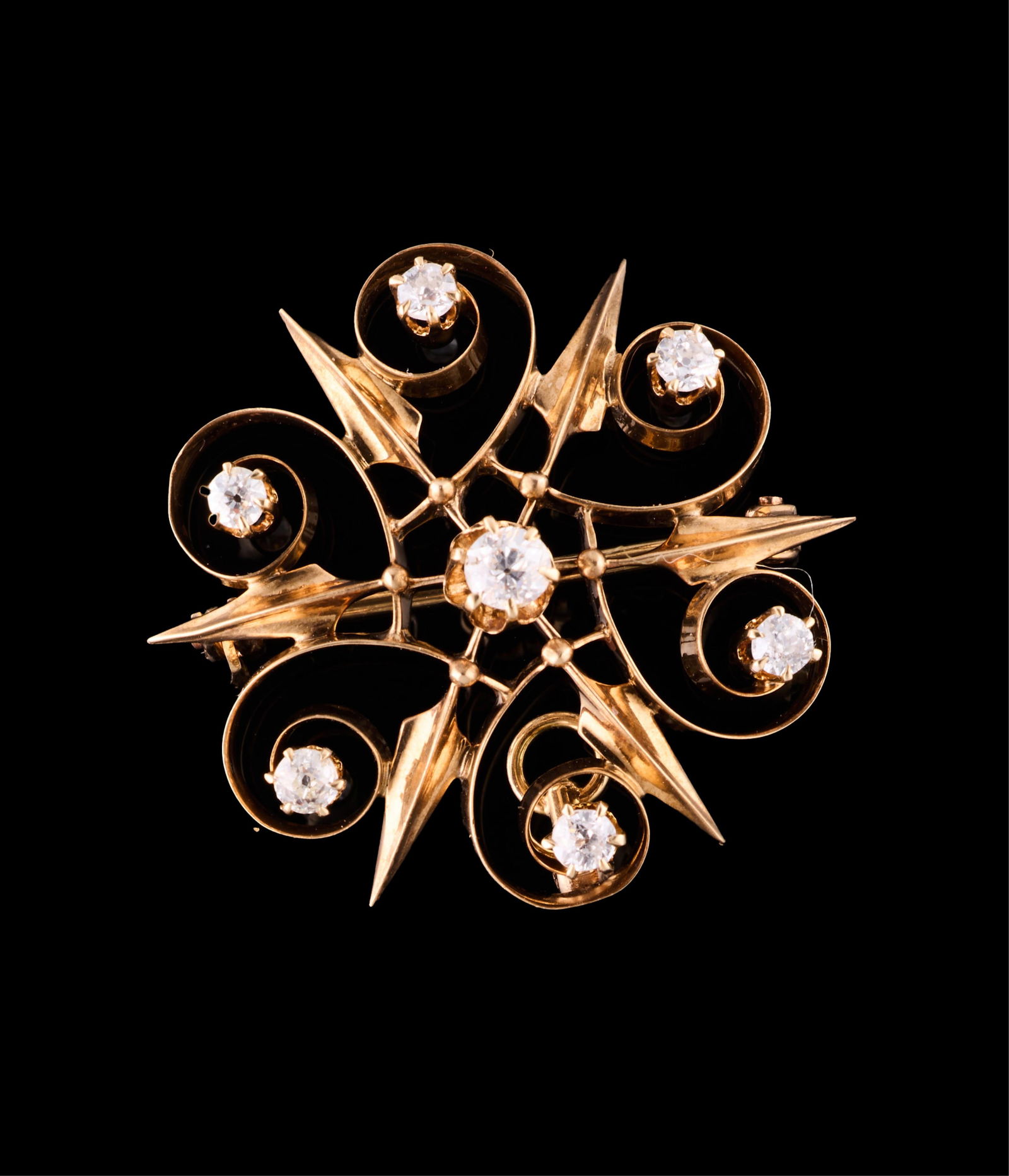 18K Gold and Diamond Convertible Brooch, App. Wt.- 6.4 grams; Dia.- 1 1/2 in. (1 of 1)