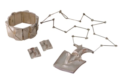 Four Pieces of Bjorn Westrom Finnish Sterling Jewelry, "Bride in the Moon" for Lapponia, 1973,