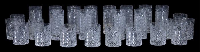 Twenty-Six Ralph Lauren Herringbone Crystal Glasses, Iced Tea- H.- 6 1/4 in., Dia.- 2 7/8 in. (26