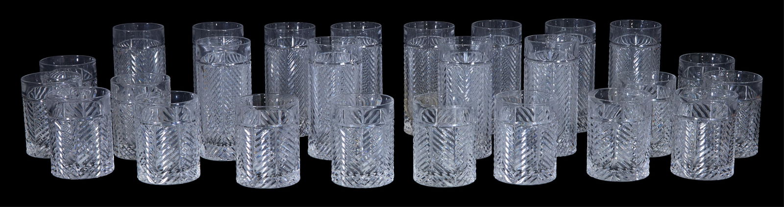Twenty-Six Ralph Lauren Herringbone Crystal Glasses, Iced Tea- H.- 6 1/4 in., Dia.- 2 7/8 in. (26 (1 of 3)