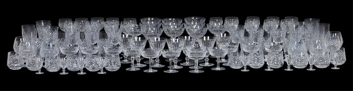 One Hundred Piece Assembled Set of Waterford Cut Irish Crystal Glassware, 20th c., Wine- H.- 7 1/4