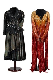Mandrell Sisters Stage Costumes, 1980s, First- H.- 53 1/2 in., W.- 15 in.; Second- H.- 50 in., W.-