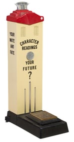 "Your Wate & Fate" Amusement Scale, mid 20th c., H.- 51 1/2 in., W.- 16 1/2 in., D.- 27 in.