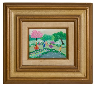 Mary Anne Pecot de Boisblanc (American/Louisiana, 1925-2015), "Mardi Gras on the Bayou," H.- 4 in.,