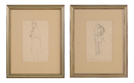 Ellsworth Woodward (American/Louisiana, 1861-1939), Two Sketches of a Corporal in Uniform, possibly