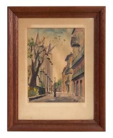 Nestor Hippolyte Fruge (American/Louisiana, 1916-2012), "French Quarter, Pirates Alley," Sight- H.-