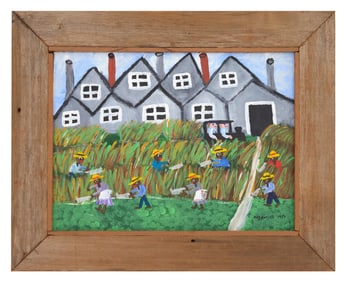 May Kugler (American/Louisiana, 1916-2005), "Sugar Cane Cutting," 1995, H.- 12 in., W.- 16 in.,