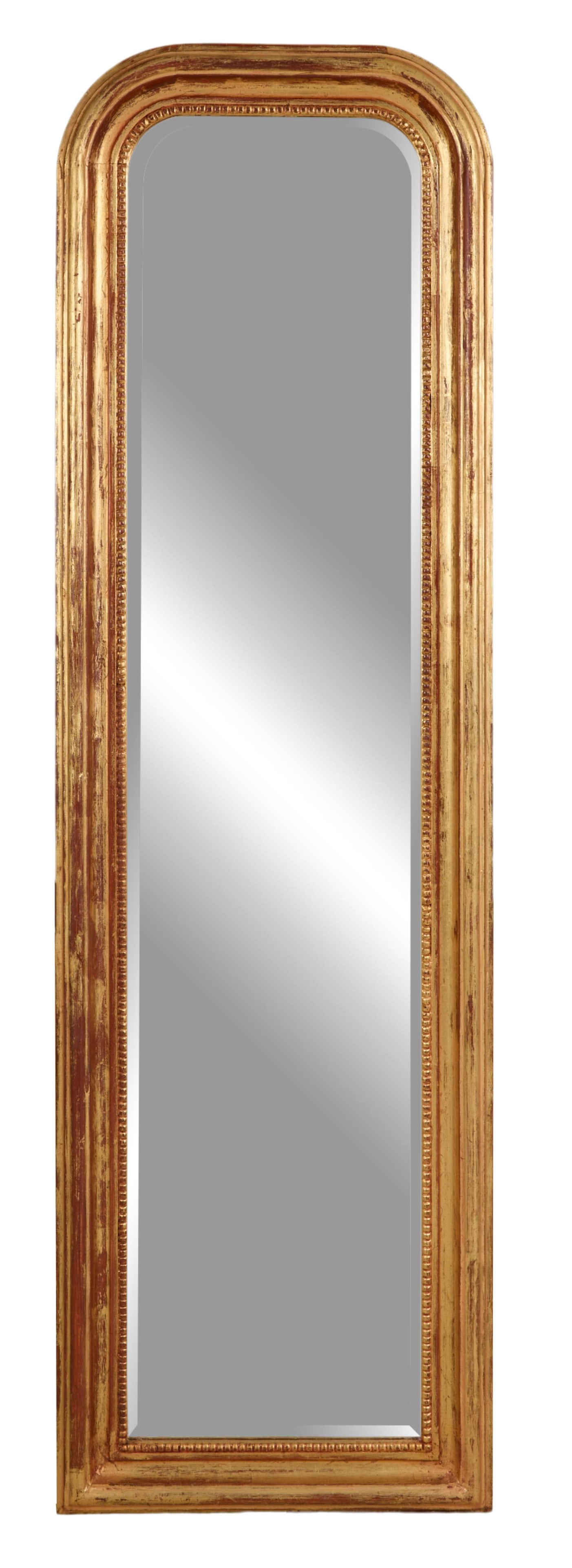 Louis Philippe Style Giltwood Dressing Mirror, 21st c., H.- 79 in., W.- 24 in. (1 of 1)