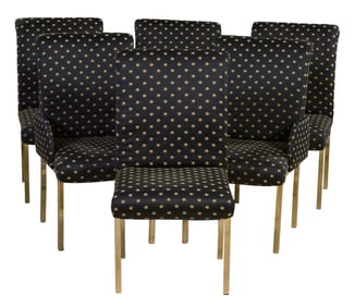 Six Modern Star Upholstery Chairs, 21st c., Arm- H.- 38 in., W.- 21 in., D.- 24 in.; Side- H.- 38