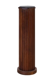 Antique Classical Fluted Walnut Pedestal, late 19th c., H.- 39 in., Dia.- 12 1/2 in.