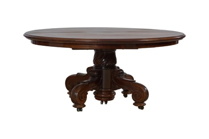 French Napoleon III Walnut Breakfast Table, late 19th c., H.- 28 3/4 in., W.- 55 1/2 in., D.- 62 1/2