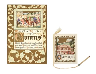 Mardi Gras Ball Invitation and Dance Card, Mistick Krewe of Comus, 1914, Invitation- H.- 8 1/8 in.,