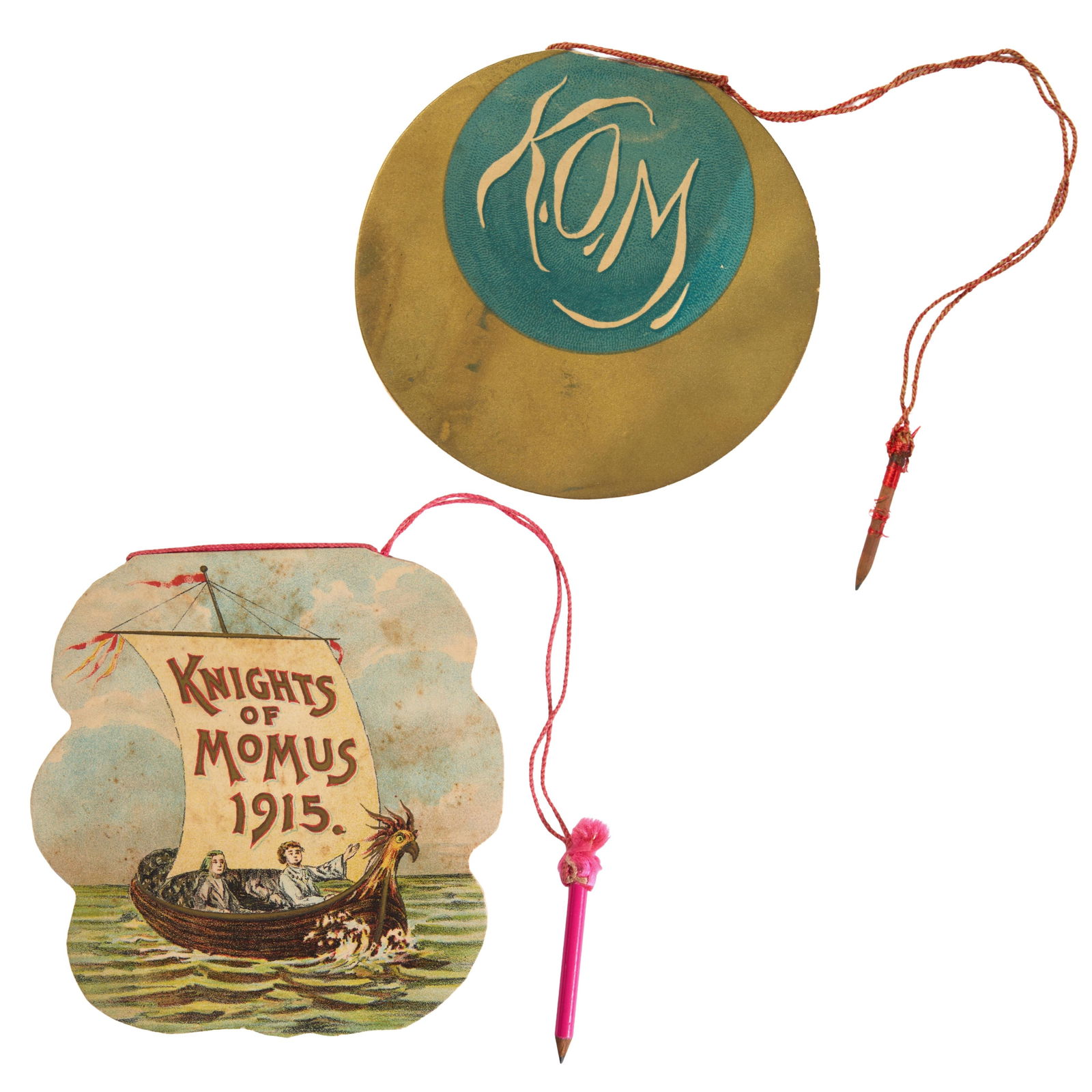 Two Mardi Gras Ball Dance Cards, Knights of Momus, 1905 and 1915, 1905- Closed- H.- 4 1/8 in., W.- 4 (1 of 10)