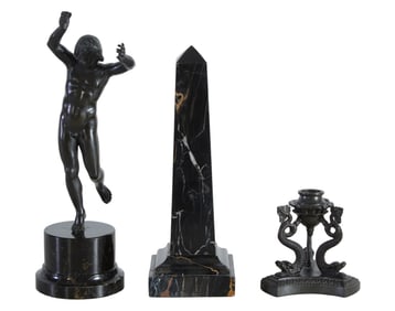 Three Antique Grand Tour Cabinet Pieces, early-to-mid 19th c., Figure- H.- 12 1/2 in., W.- 4 in.,