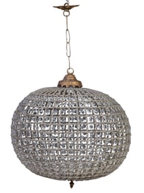Crystal Button Prism Globe Chandelier, 20th/21st c., H.- 17 in., Dia.- 18 in.