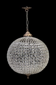 Crystal Button Prism Globe Chandelier, 20th/21st c., H.- 19 in., Dia.- 18 in.