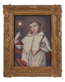 Saint Norbert of Xanten, After the Icon, 19th c., H.- 23 1/4 in., W.- 14 5/8 in., Framed- H.- 25 3/4