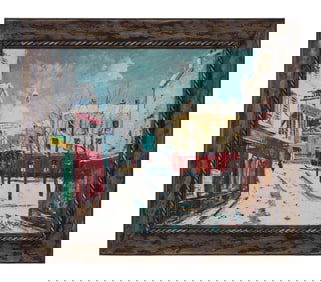 Charles Feola (Algerian/French, 1917-1994), "Montmartre," H.- 18 in., W.- 21 1/2 in., Framed- H.- 23