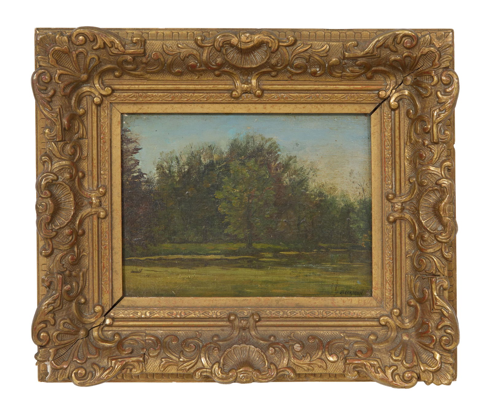 William Beckman (American, 19th/20th Century), "Landscape with Trees," H.- 7 in., W.- 9 3/4 in., (1 of 4)