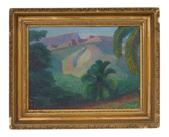 Attributed to Louis Neillot (French, 1898-1973), "Tahitian Mountains," 1932, H.- 15 in., W.- 20 in.,