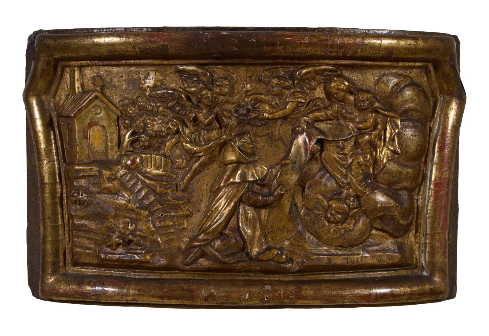 Continental Gilt Carved Tabernacle Door, late 18th/19th c., H.- 10 in., W.- 16 1/4 in., D.- 5 in. (1 of 2)