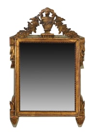 French Louis XVI Style Giltwood and Gesso Mirror, early 19th c., H.- 36 in., W.- 22 1/2 in.