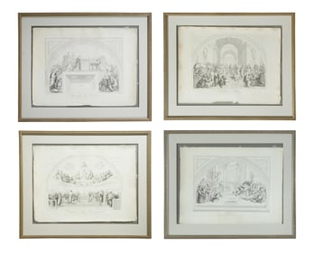 Four Italian Etchings after Masterpieces by Rafael, engraved by Antonio Banza, published Rome, 1813,