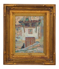 Edouardo Santonja (Spanish, 1899-1966), "Nun at the Door," H.- 9 in., W.- 6 3/4 in., Framed- H.- 14