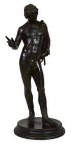 Patinated Bronze Narcissus, 19th c., H.- 24 in., W.- 14 in., D.- 10 in.