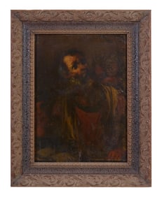 Continental School (19th Century), "Bearded Holy Man with Scripture, Likely Saint Matthew," H.- 15