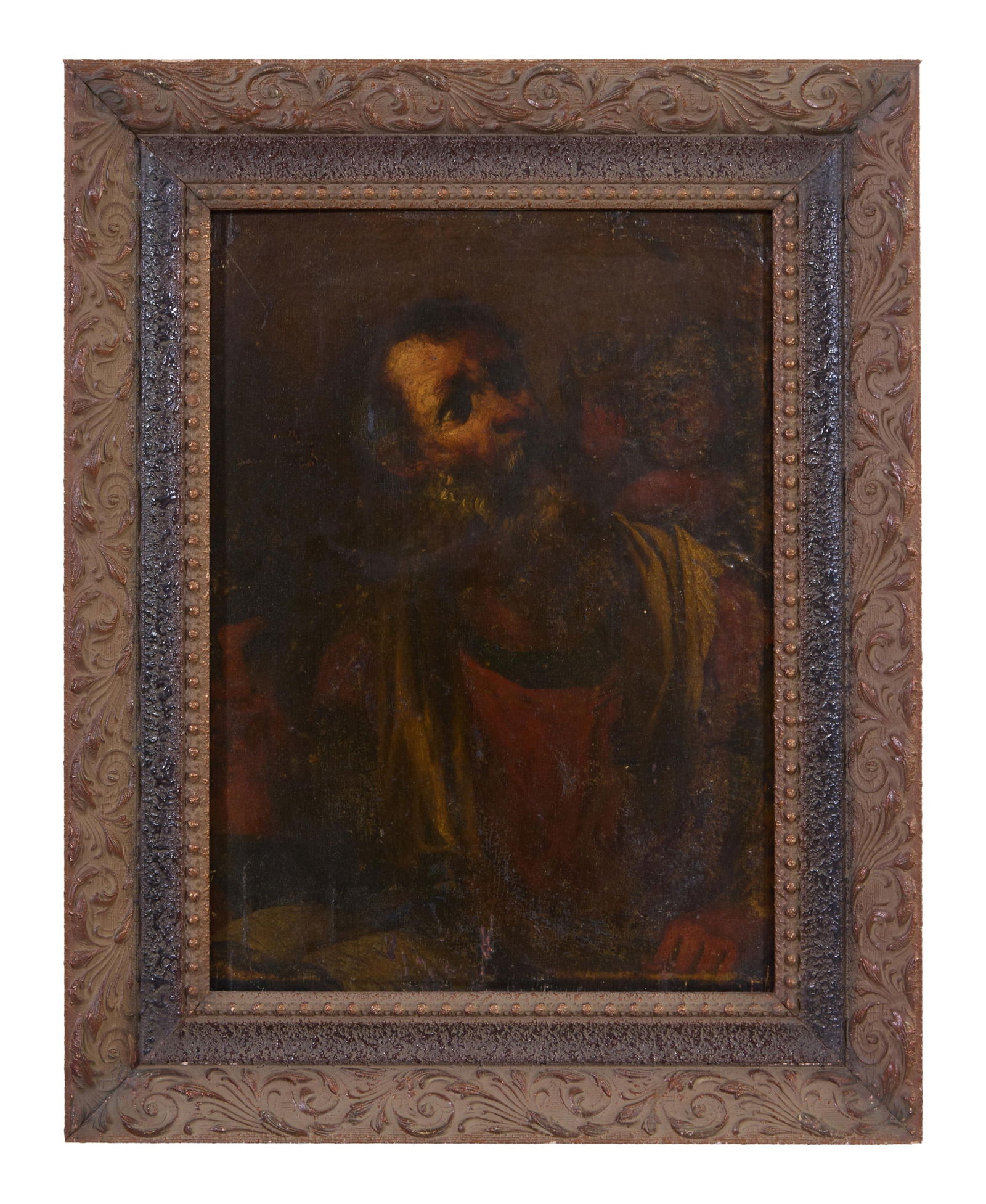 Continental School (19th Century), "Bearded Holy Man with Scripture, Likely Saint Matthew," H.- 15 (1 of 4)