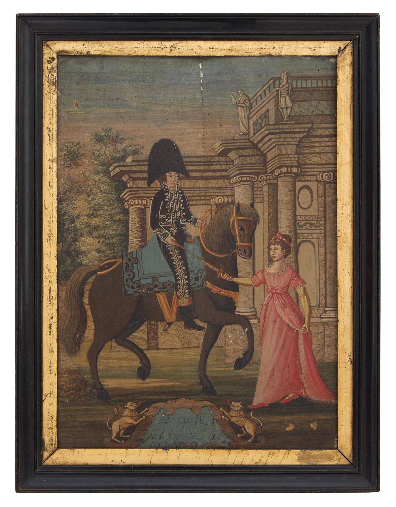 Spanish School (19th Century), "Gallant on Horseback Before a Maiden," c. 1811, H.- 15 1/2 in., W.- (1 of 4)