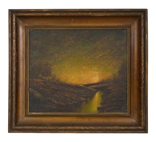 Charles Henry Reynolds (American/New Mexico, 1902-1963), "Twilight Over the Ravine, Taos," H.- 13