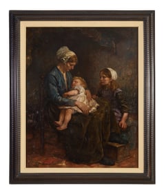 Cornelis Koppenol (Dutch, 1865-1946), "Mother and Children," H.- 39 3/4 in., W.- 31 1/2 in., Framed-