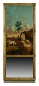 French Louis XVI Style Trumeau Mirror, 20th c., H.- 56 in., W.- 23 in.