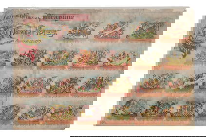 Mardi Gras Parade Bulletin, Krewe of Proteus, 1909, "Romances of Wales," H.- 28 5/8 in., W.- 42 3/4