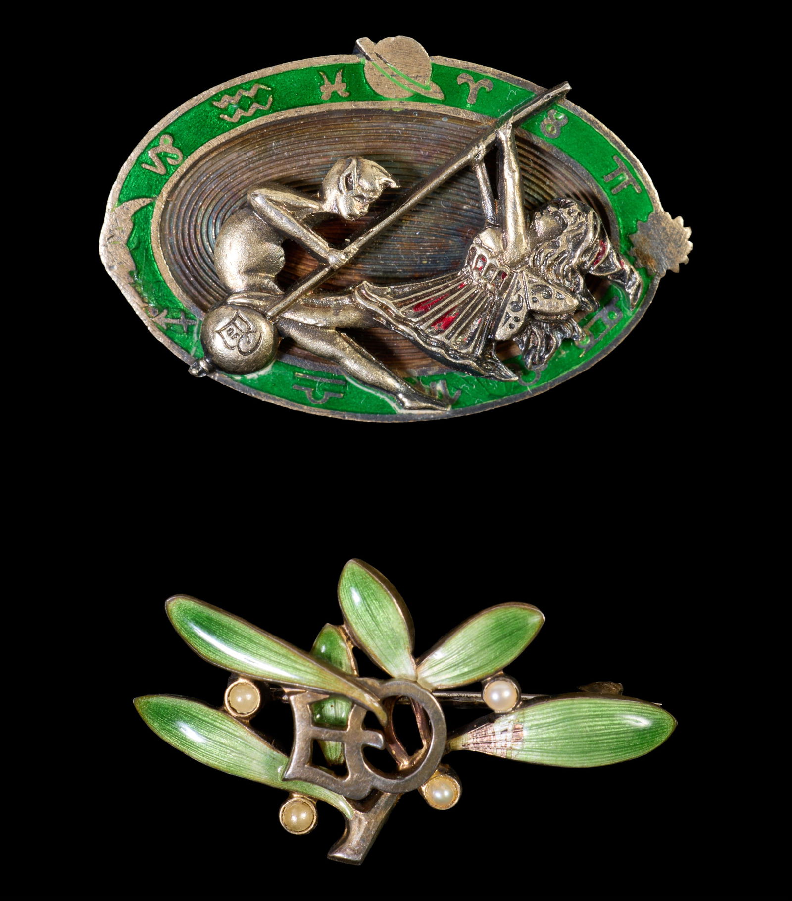 Two Mardi Gras Ball Favor Pins, Elves of Oberon, 1903 and 1910, 1903- H.- 7/8 in., W.- 1 3/8 in.; (1 of 1)